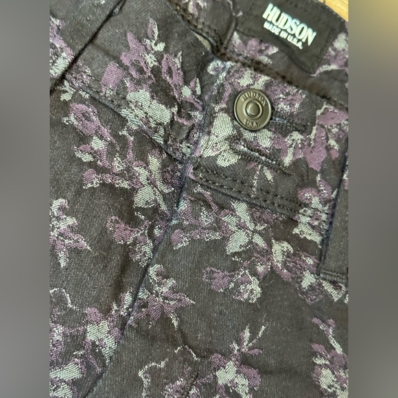 Hudson Midrise Belgrade Collin Skinny Stretch Jeans in Black Floral Size 24 NWT - Picture 4 of 8